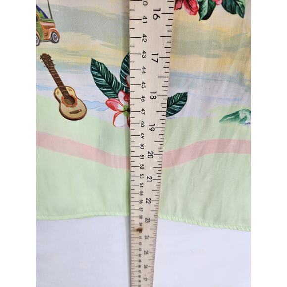 Rachel Zoe Women XS Tropical Beach Satin Feel Button Short Sleeve Shirt Vacation - Picture 5 of 6